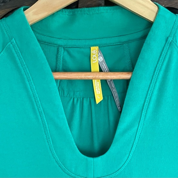 Lole Tunic Shirt Dress Mini Green V Neck Draw String Waist Short Sleeve - Picture 10 of 13